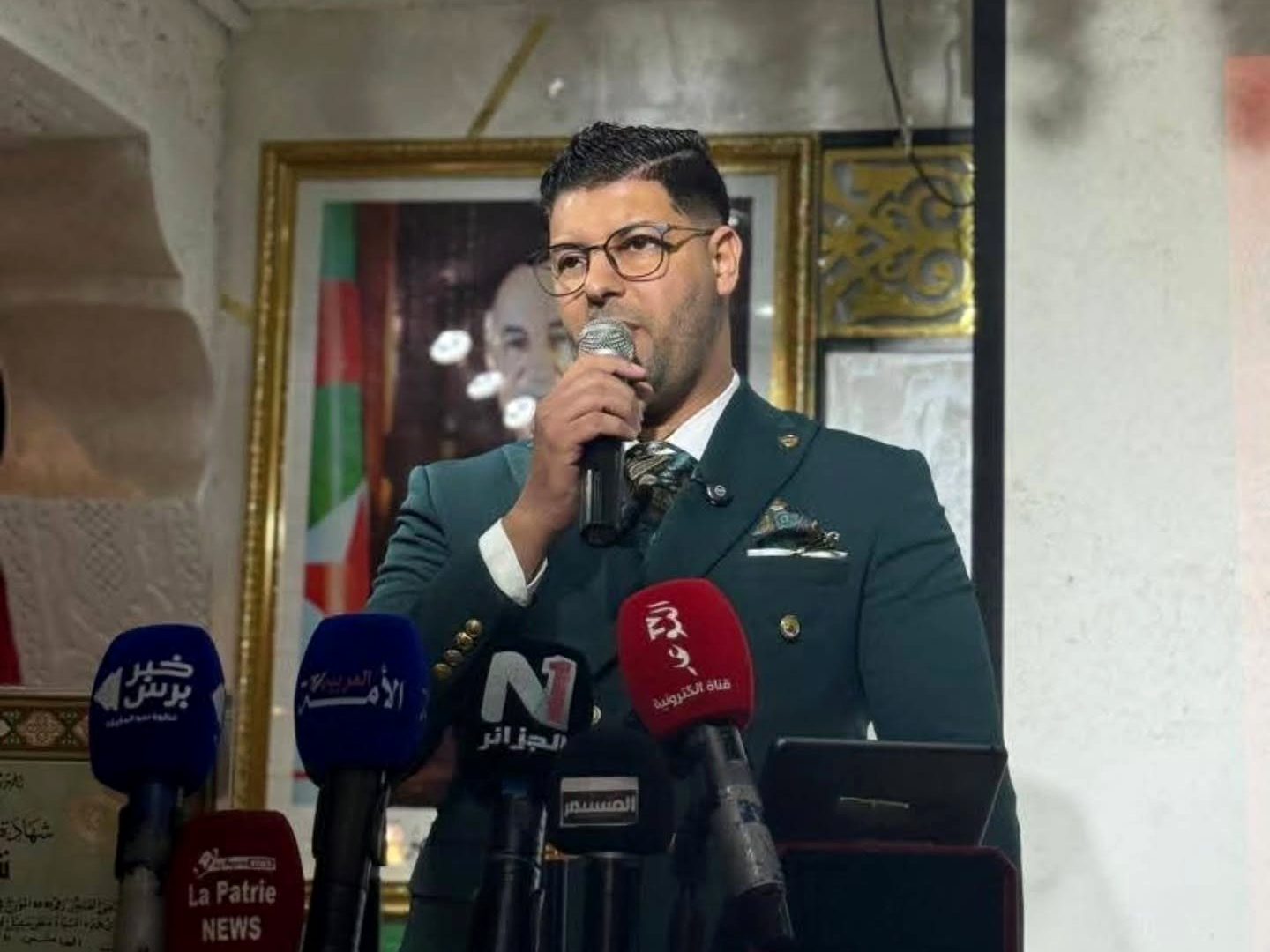 FIFA-licensed agent Abdou Younes speaking to journalists at a press event
